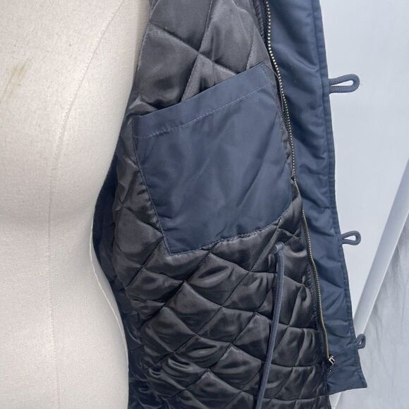 J. Crew  womans parka jacket xxs blue faux fur hoodie puffer - Picture 3 of 8